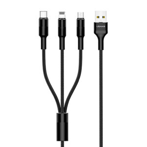 Cable celular USB 3 En 1 lightning / Micro / Type-C Negro - Imagen 1