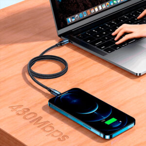 Cable celular carga rápida Type-C a iPhone 20W 2m Negro U71 - Imagen 2