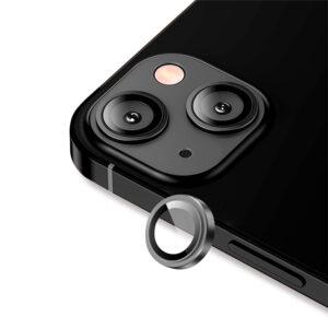 Lámina vidrio lente cámara para iPhone 14 6.1" USAMS (2 Cámaras) marco negro - Imagen 1