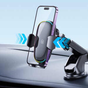 Cargador Inalámbrico para auto con soporte y luz 15w Negro USAMS - Imagen 3