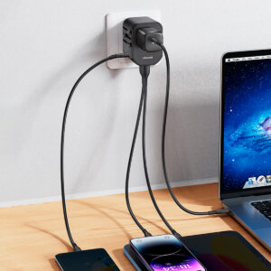 Cargador celular pared Universal USAMS USB Dual + Type-C 20W Negro - Imagen 2