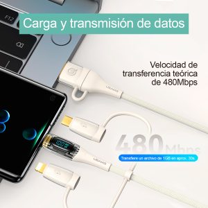 Cable celular carga rápida 6en1 A+C a C+L+M 100W 1.2m - Imagen 5