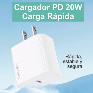 Cargador Celular Rápido USAMS 20W+Cable TypeC a TypeC 60W bl - Imagen 3