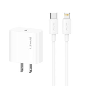 Cargador Celular Rápido USAMS 20W+Cable iPhone  a TypeC 30W - Imagen 1