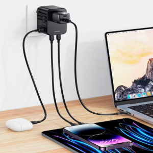Cargador de viaje 65w 4en1 Type-C Dual + USB USAMS Negro - Imagen 2