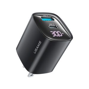 Cargador celular carga rápida USAMS Digital USB 30W Negro - Imagen 2