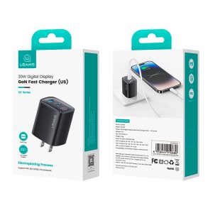 Cargador celular carga rápida USAMS Digital USB 30W Negro - Imagen 8