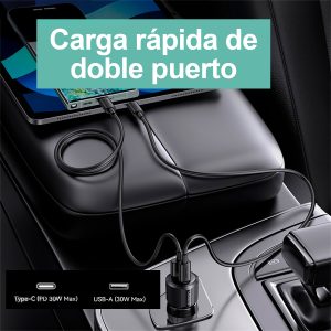 Cargador celular Auto carga rápida USAMS USB+TypeC 60W Negro - Imagen 3