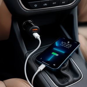 Cargador celular Auto carga rápida USAMS USB+TypeC 60W Negro - Imagen 7