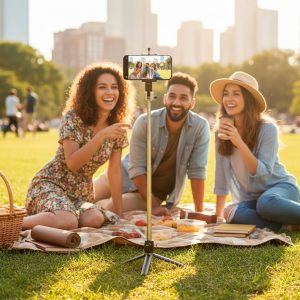 Palo Selfie Stick con Tripode USAMS control remoto BT 110cm - Imagen 7