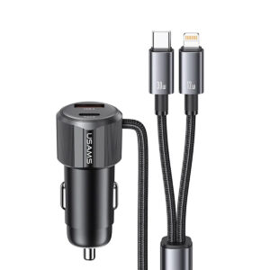 Cargador Auto 66W Puerto USB+TypeC y Cables TypeC+iPhone - Imagen 1