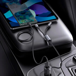 Cargador Auto 66W Puerto USB+TypeC y Cables TypeC+iPhone - Imagen 2