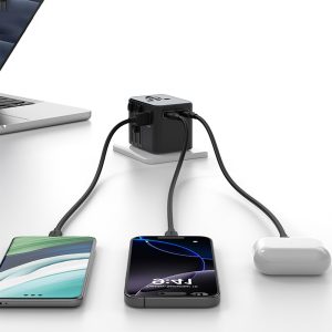 Cargador celular pared Universal USAMS USB + Type-C Dual 17W Negro - Imagen 2