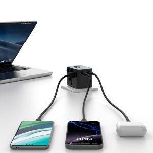 Cargador celular pared Universal USAMS USB + Type-C Dual 25W Negro - Imagen 2
