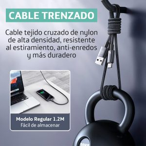 Cable celular carga rápida USB a Type-C 3A 1.2m Negro - Imagen 5