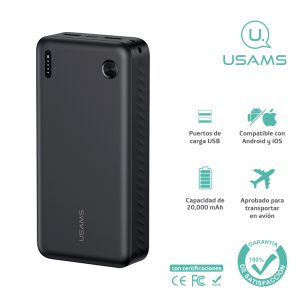 Cargador Batería Portátil PowerBank USAMS 20,000mAh CD254 - Imagen 2