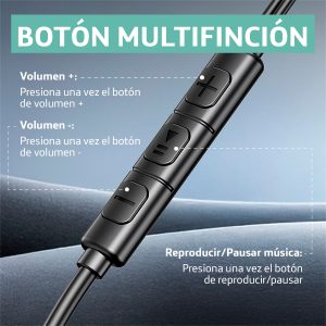 Audífono con cable punta Type-C USAMS 1.2m Negro EP48 - Imagen 3