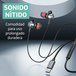 Audífono con cable punta Type-C USAMS 1.2m Negro EP48 - Imagen 6