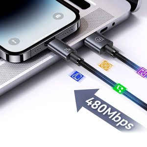 Cable Tejido USB a iPhone 2.4A 2m Negro - Imagen 3
