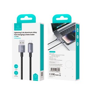Cable Tejido USB a iPhone 2.4A 2m Negro - Imagen 4