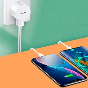 Cargador Celular Pared + Cable USB a iPhone USAMS Blanco - Imagen 3