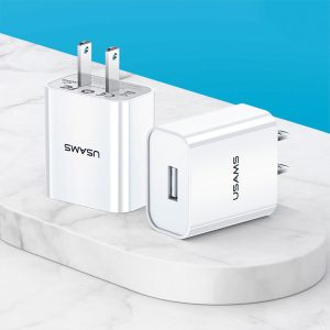 Cargador Pared USB 2.1A Blanco USAMS T18 - Imagen 2