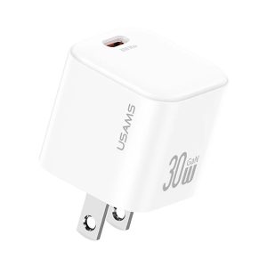 Cargador celular Pared carga rápida GaN USAMS PD 30W Blanco
