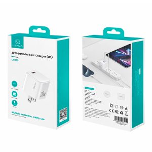 Cargador celular Pared carga rápida GaN USAMS PD 30W Blanco - Imagen 4